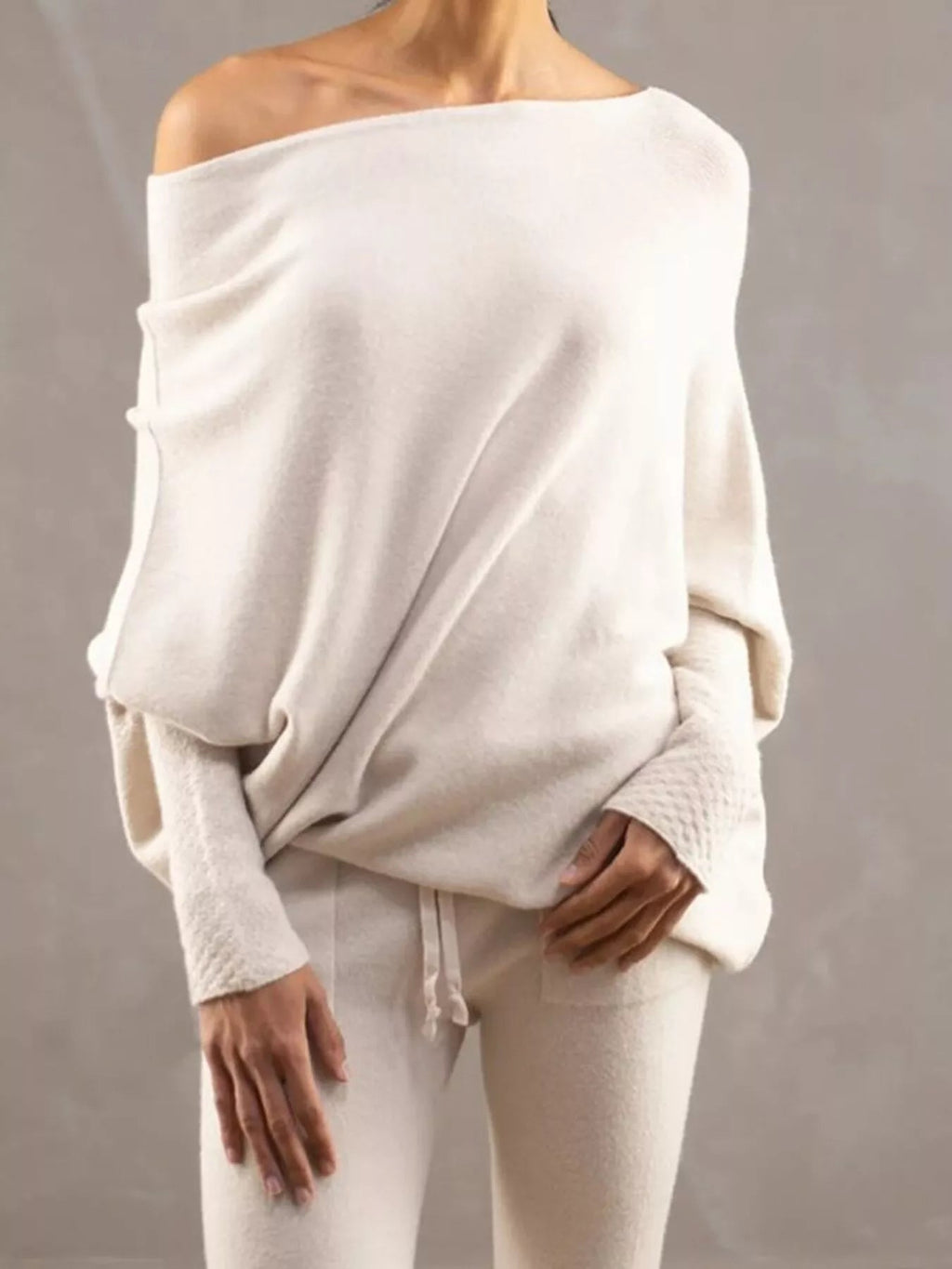 Boat Neck Long Sleeve Sweater.