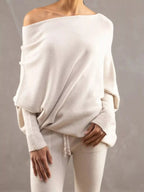 Boat Neck Long Sleeve Sweater.