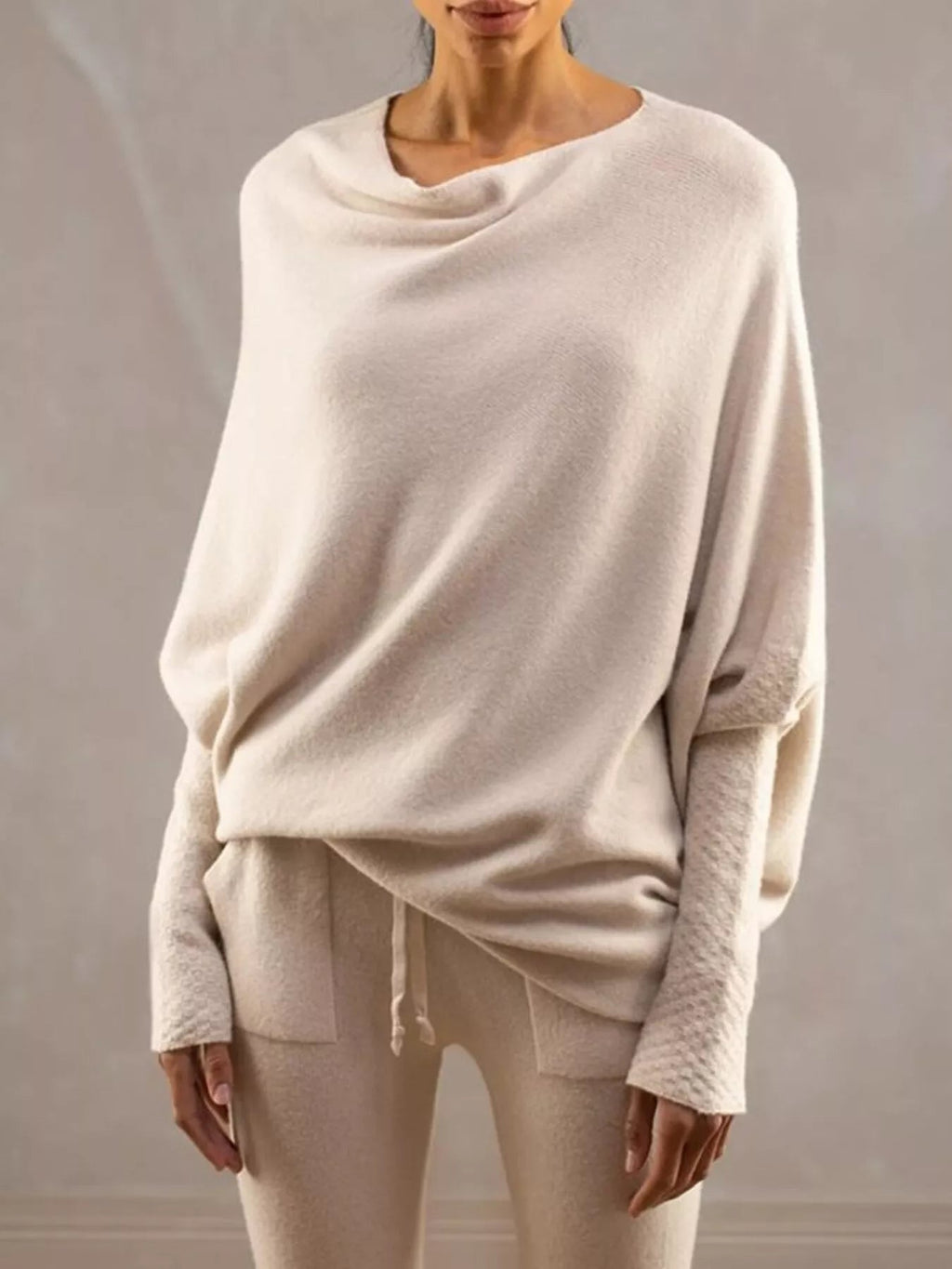 Boat Neck Long Sleeve Sweater.