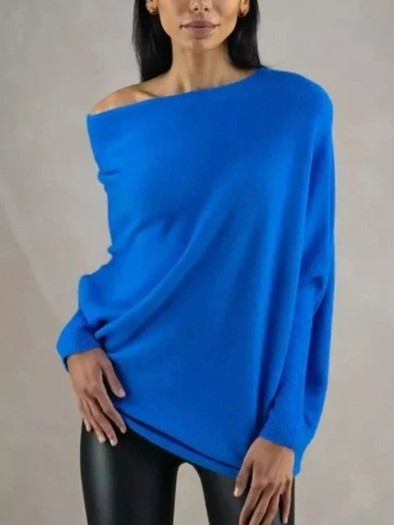 Boat Neck Long Sleeve Sweater.