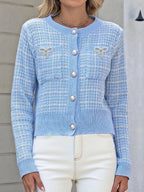 Bow Decor Button Up Cardigan.