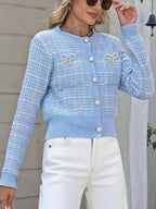 Bow Decor Button Up Cardigan.