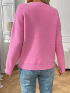 Bow Round Neck Long Sleeve Sweater.