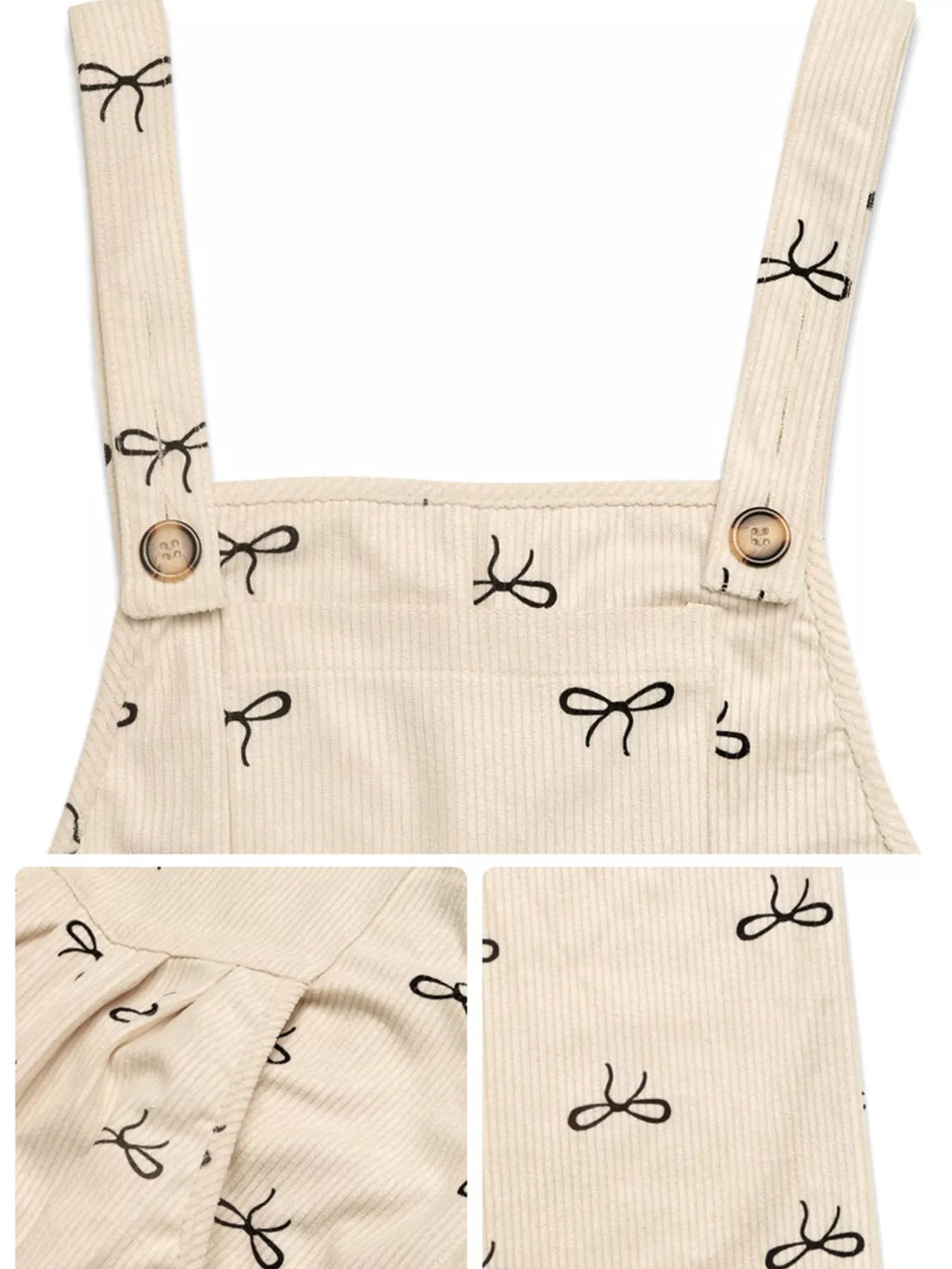 Bow Wide Leg Corduroy Overalls.