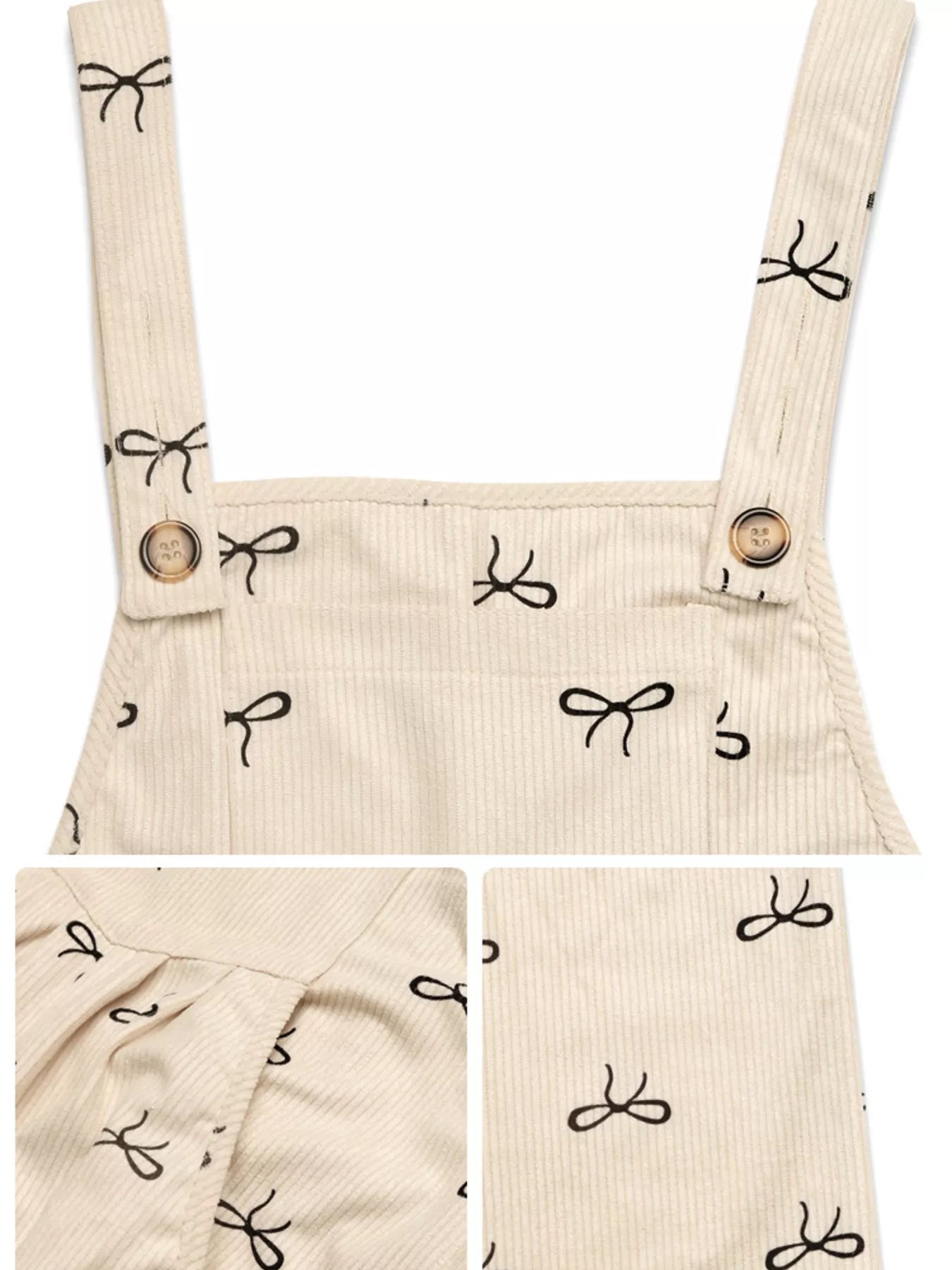 Bow Wide Leg Corduroy Overalls.