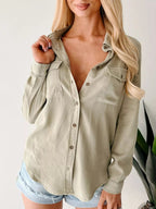 Button-Down Collared Neck Denim Shirt.