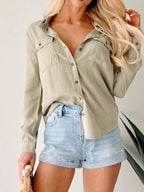 Button-Down Collared Neck Denim Shirt.