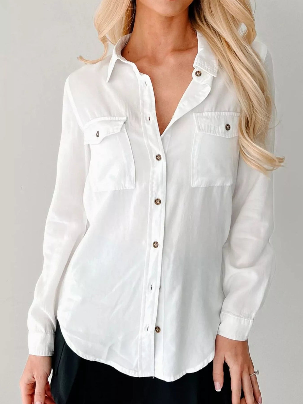 Button-Down Collared Neck Denim Shirt.