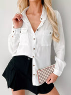 Button-Down Collared Neck Denim Shirt.