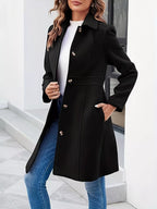 Button-Down Wool Blend Coat.