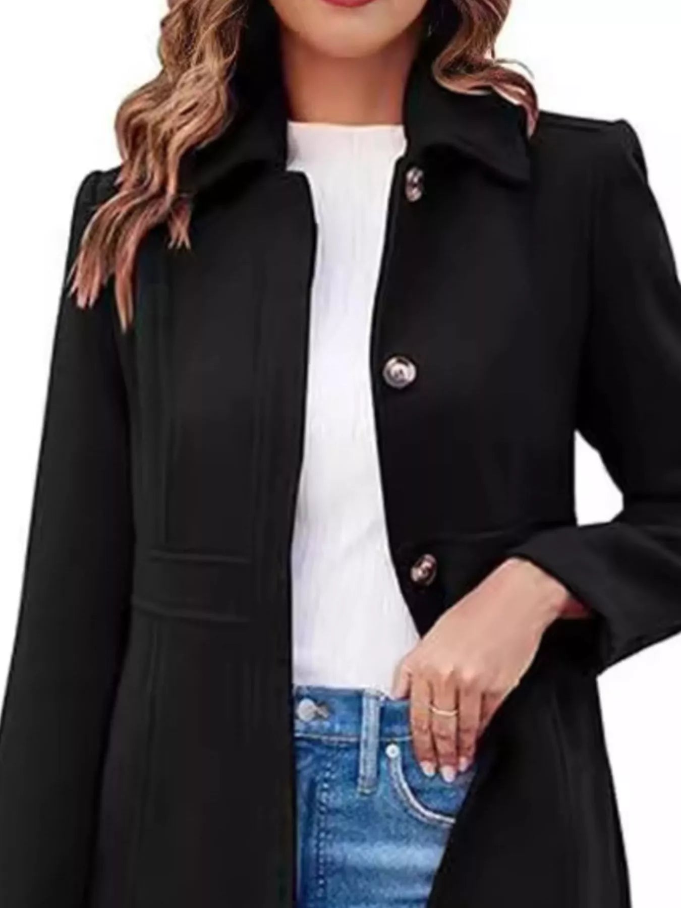 Button-Down Wool Blend Coat.