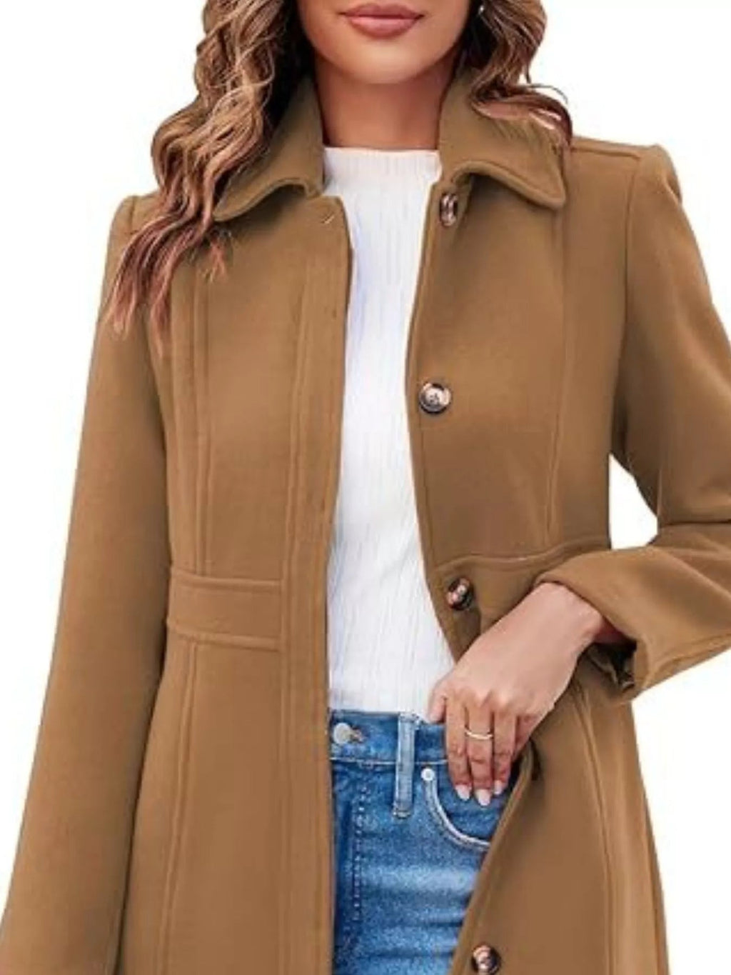 Button-Down Wool Blend Coat.