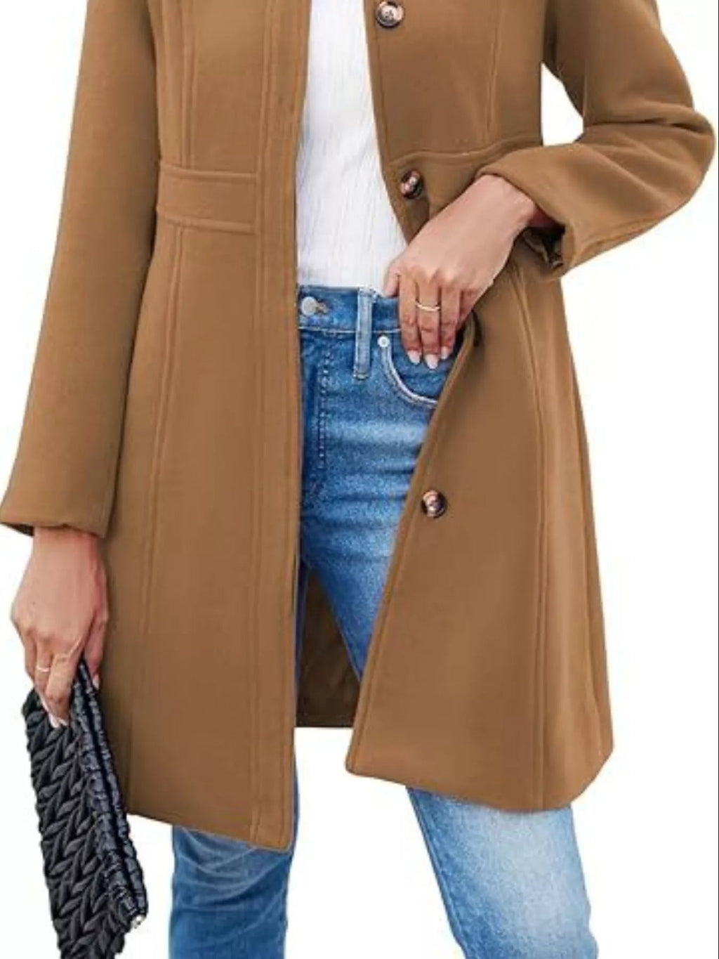 Button-Down Wool Blend Coat.