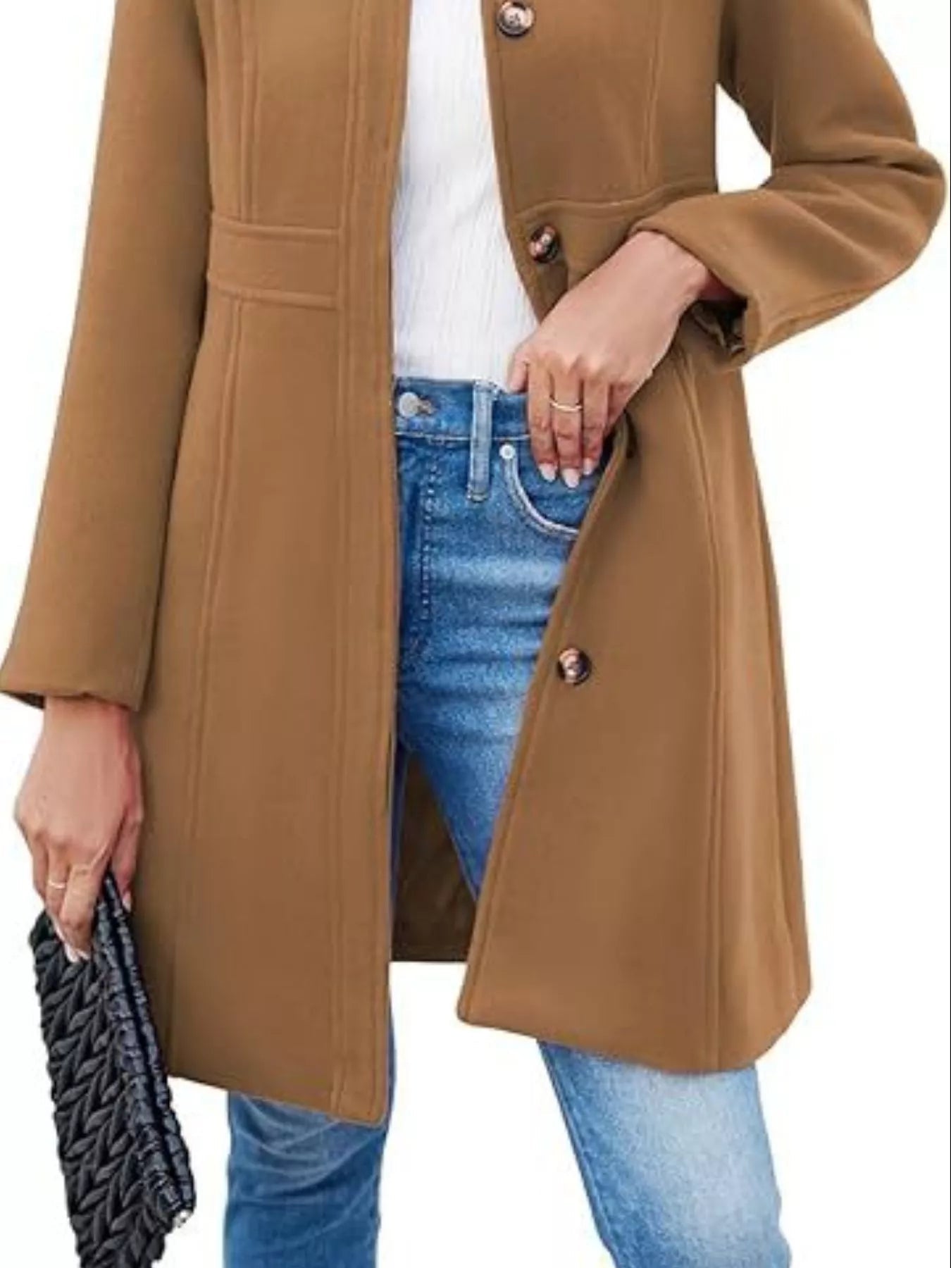 Button-Down Wool Blend Coat.