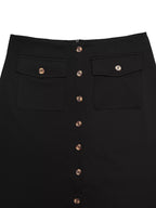 Elegant button-front midi skirt perfect for formal occasions and stylish office wear.