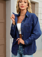 Button Up Dropped Shoulder Denim Jacket.