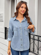 Button Up Long Sleeve Denim Shirt.
