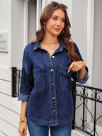 Button Up Long Sleeve Denim Shirt.