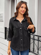 Button Up Long Sleeve Denim Shirt.