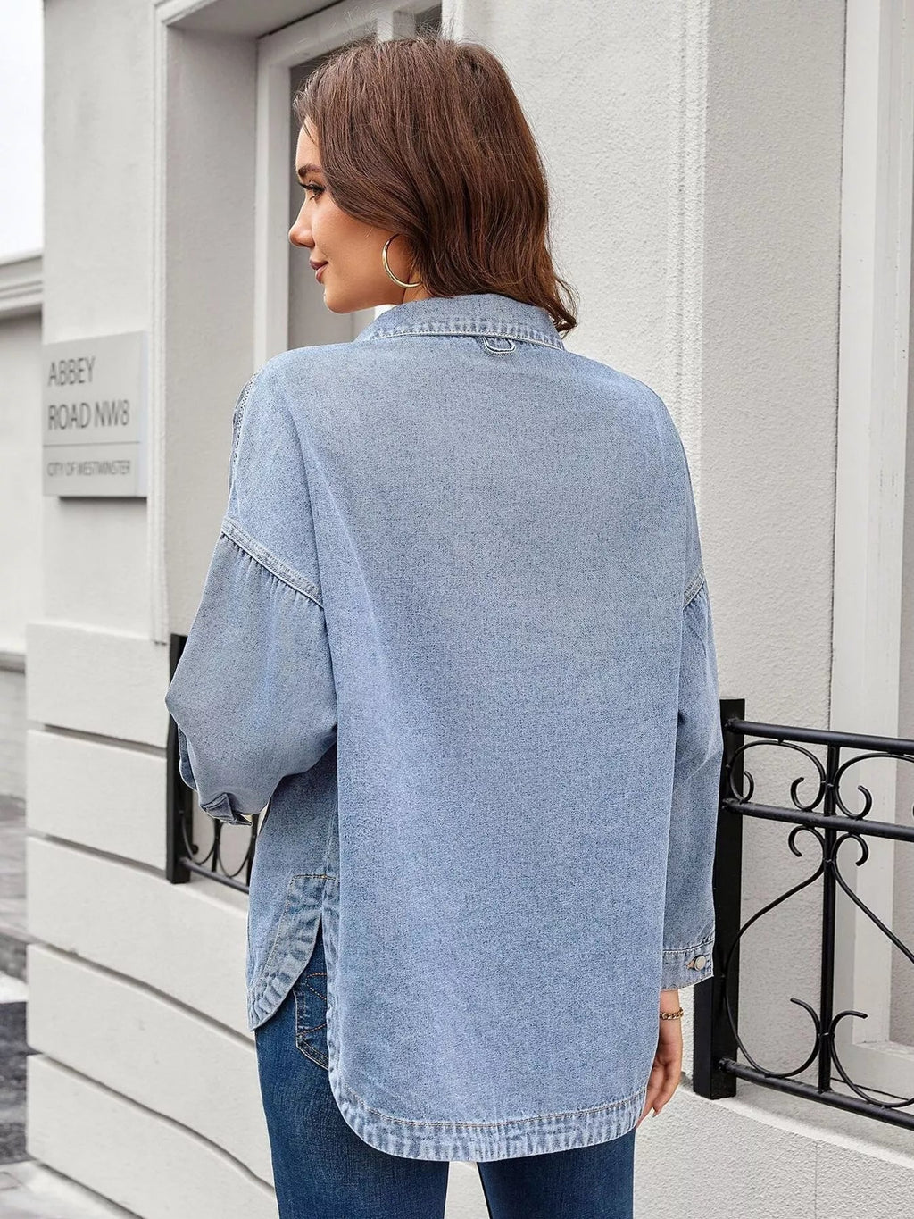 Button Up Long Sleeve Denim Shirt.