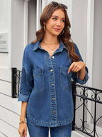 Button Up Long Sleeve Denim Shirt.