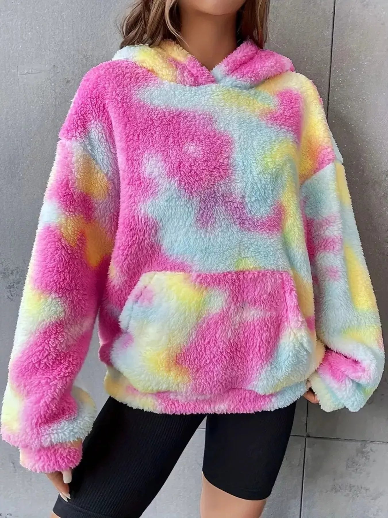 Tie-Dye Plush Fleece Hoodie.