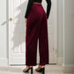 Casual Retro Style Solid Color Draping Effect Velvet Wide-leg Pants.