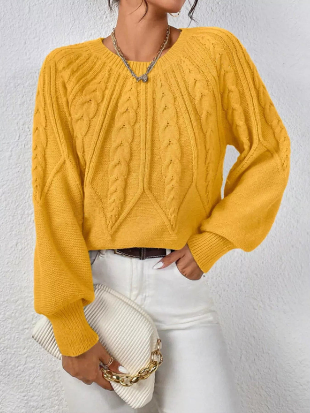 Cable Knit Long Sleeve SweaterKnit Tops