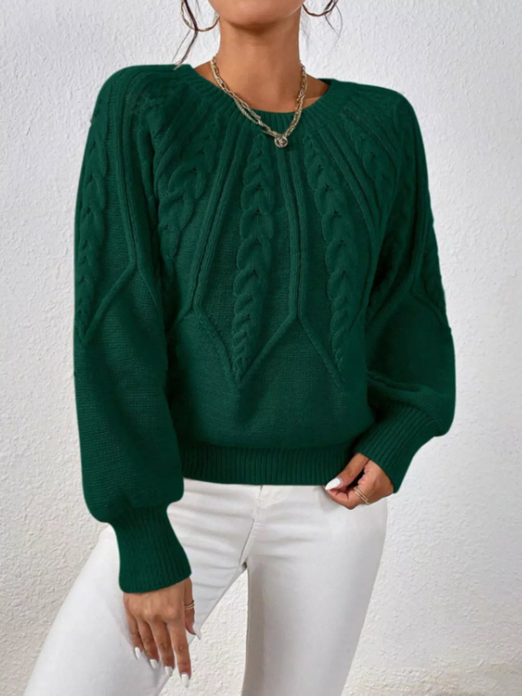 Cable Knit Long Sleeve Sweater.
