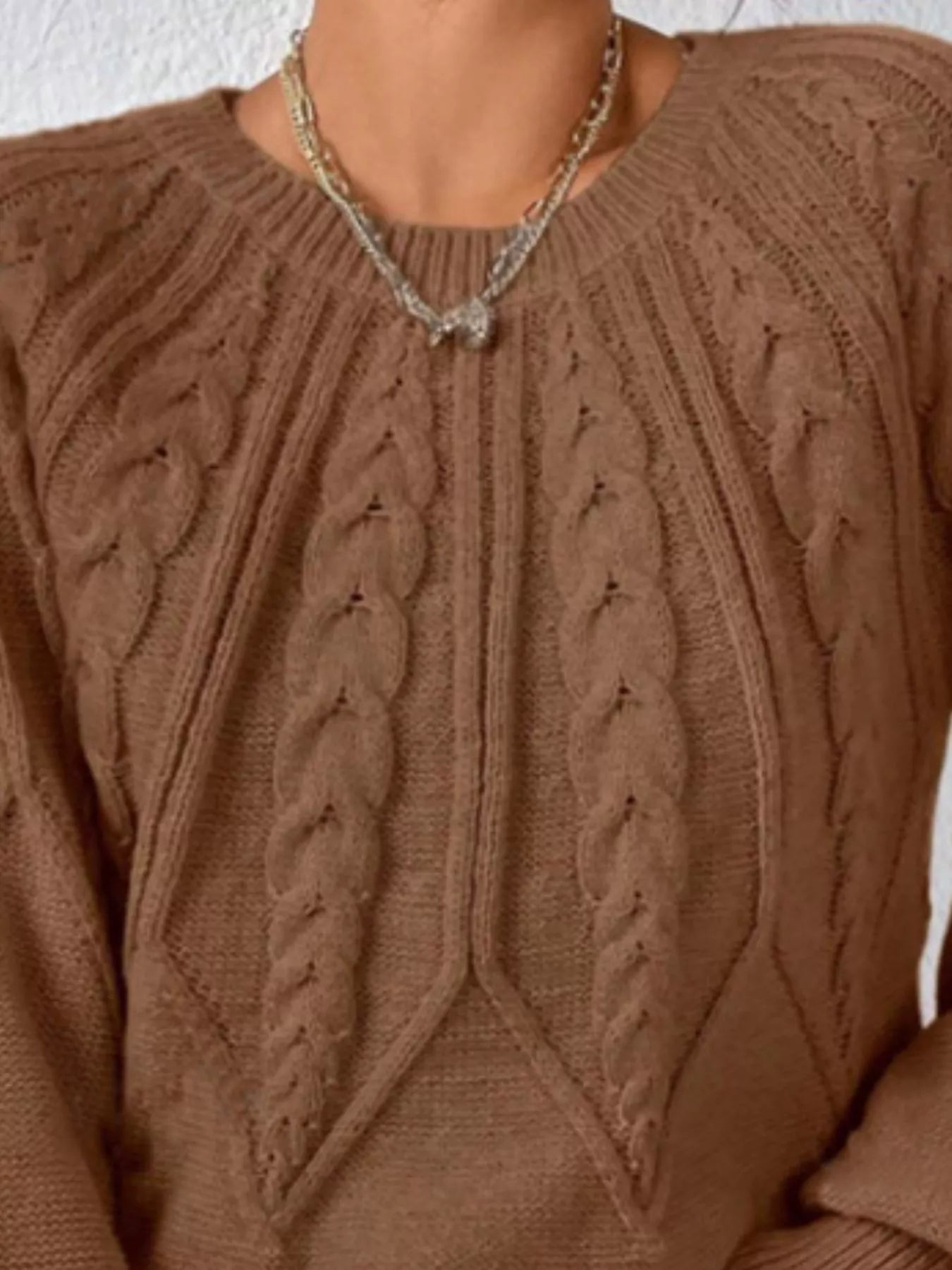 Cable Knit Long Sleeve Sweater.