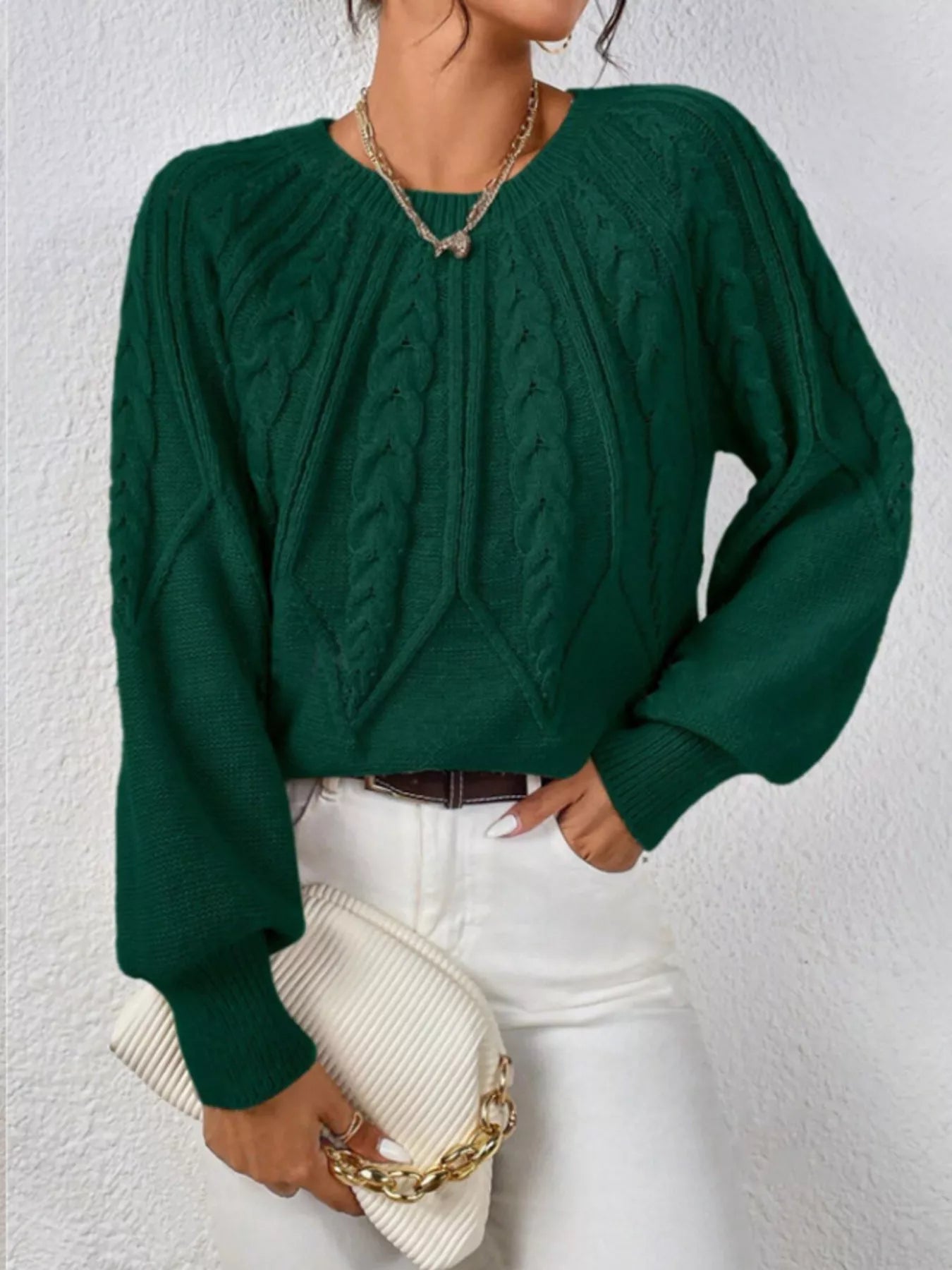 Cable Knit Long Sleeve Sweater.