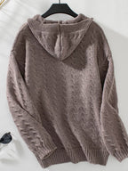 Cable Knit Open Front Hooded Cardigan.