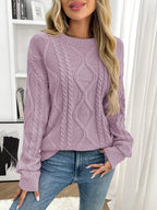 Cable Knit Round Neck Sweater.