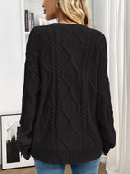 Cable Knit Round Neck Sweater.