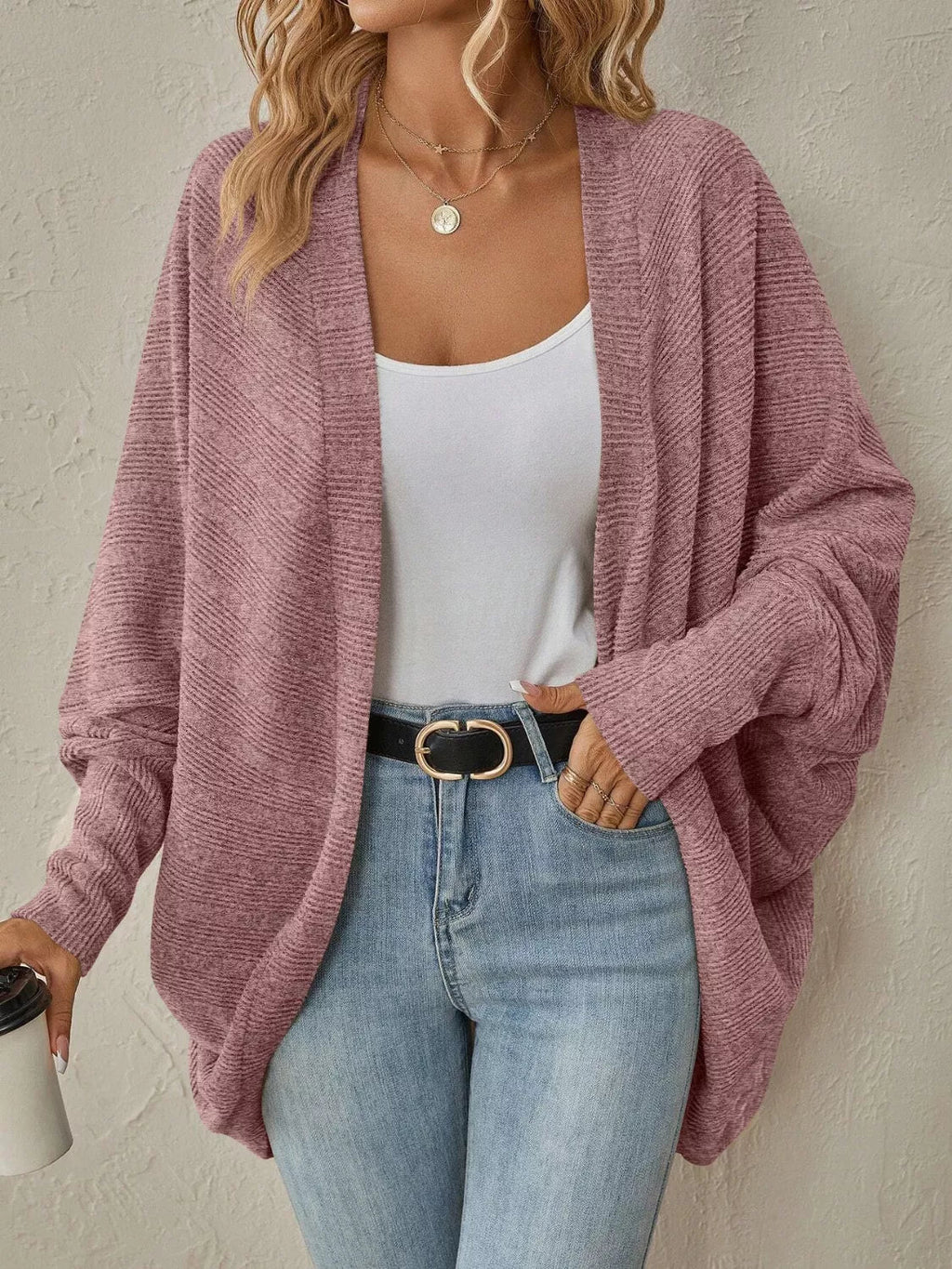 Casual Knit Open Front Cardigan.