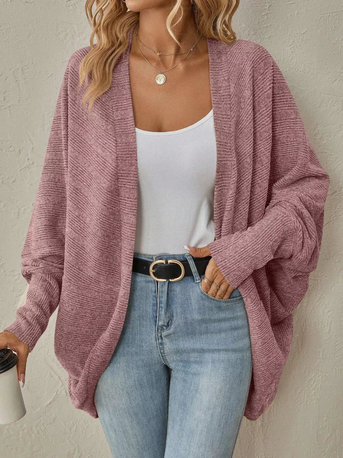 Casual Knit Open Front Cardigan.