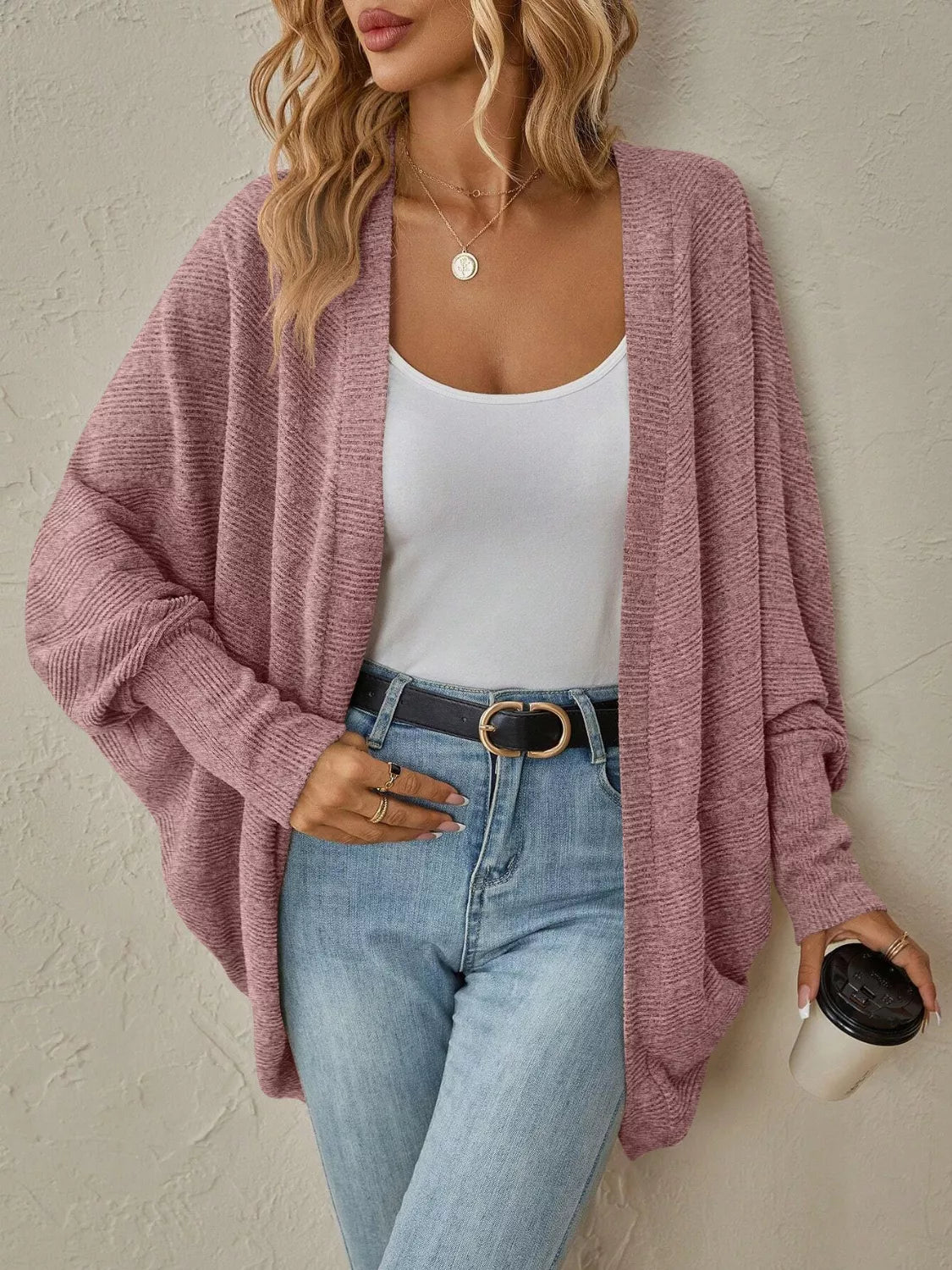 Casual Knit Open Front Cardigan.