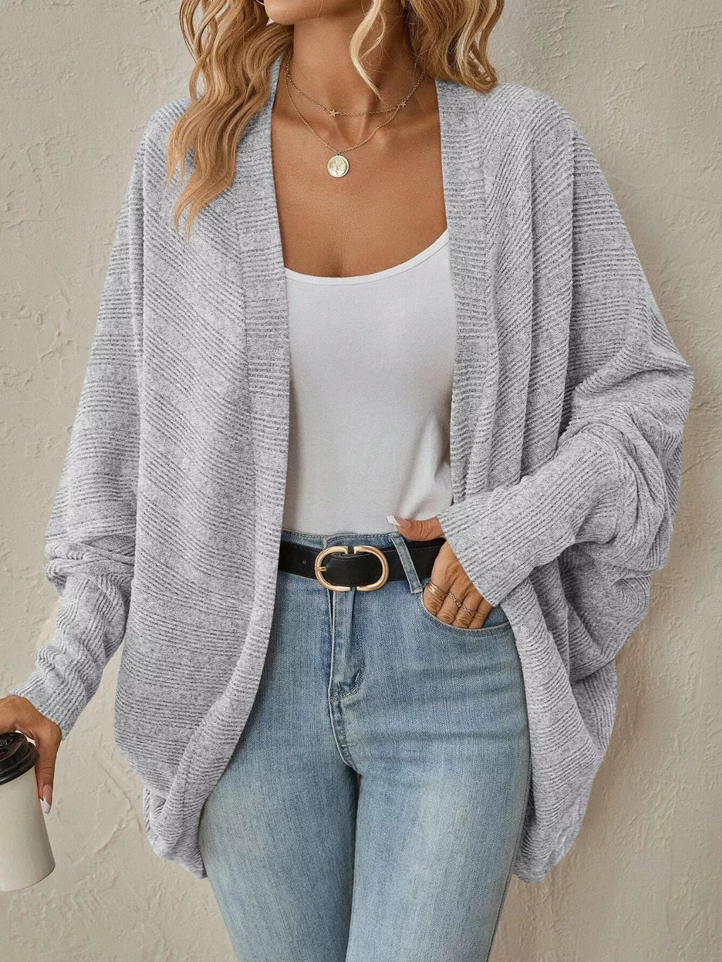 Casual Knit Open Front Cardigan.