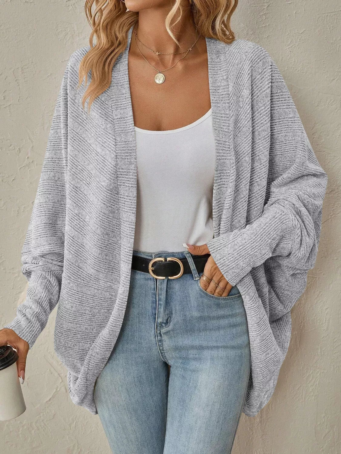 Casual Knit Open Front Cardigan.