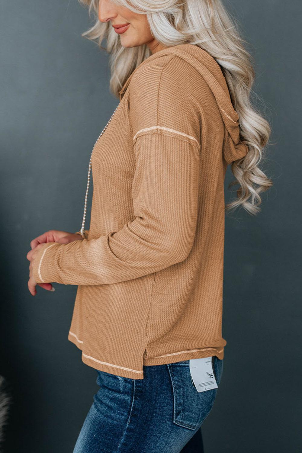 Dropped Shoulder Buttoned Hoodie.