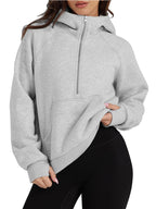 Half-Zip Hoodie with Kangaroo Pocket.