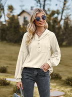 Cable-Knit Dropped Shoulder Hoodie.