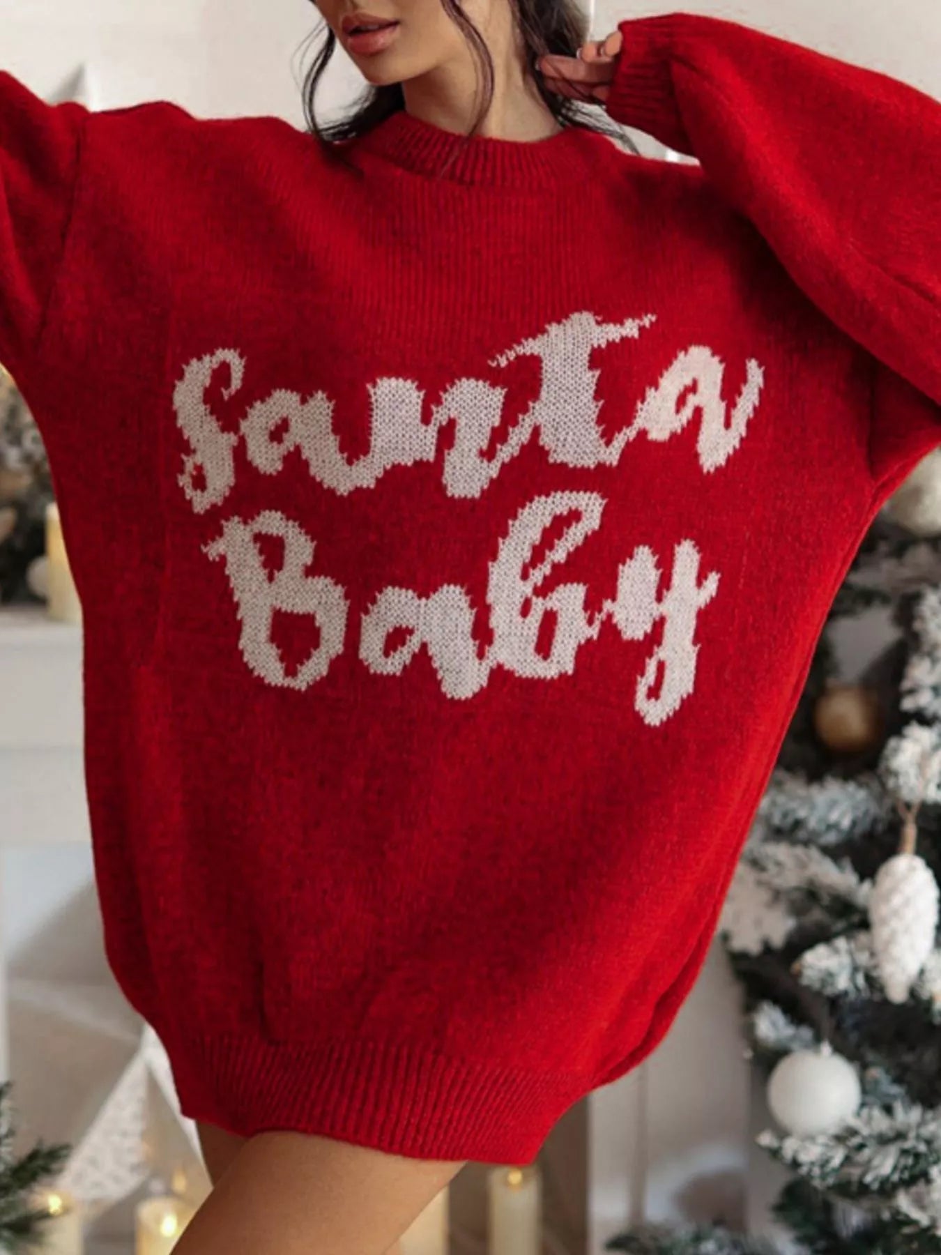 Christmas Letter Oversized Sweater Dress.