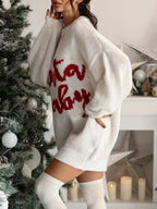 Christmas Letter Oversized Sweater Dress.