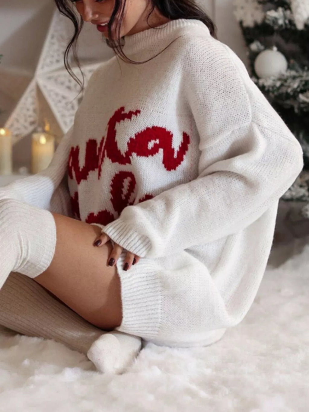 Christmas Letter Oversized Sweater Dress.