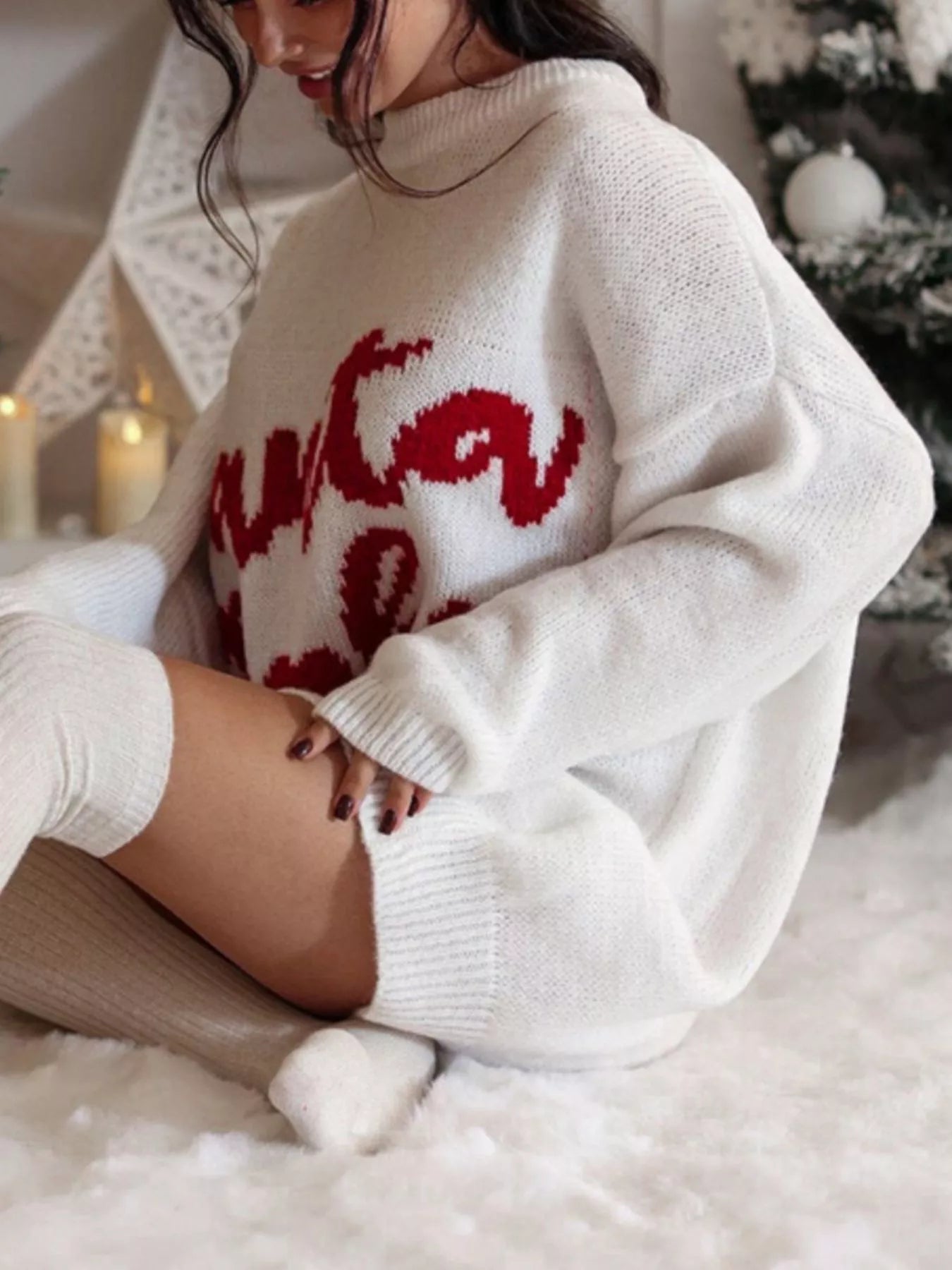 Christmas Letter Oversized Sweater Dress.