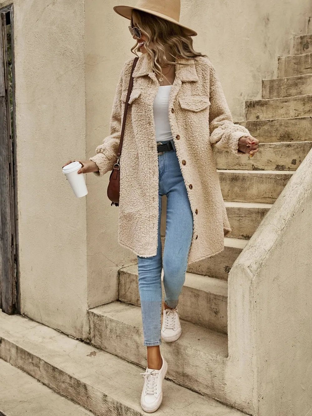 Collared Button Down Coat.