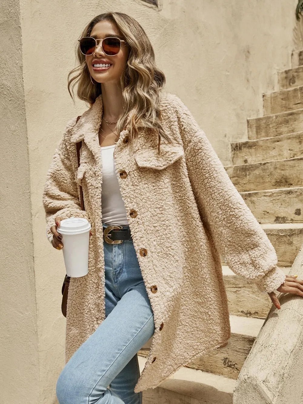 Collared Button Down Coat.