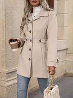 Collared Neck Button Up Coat.