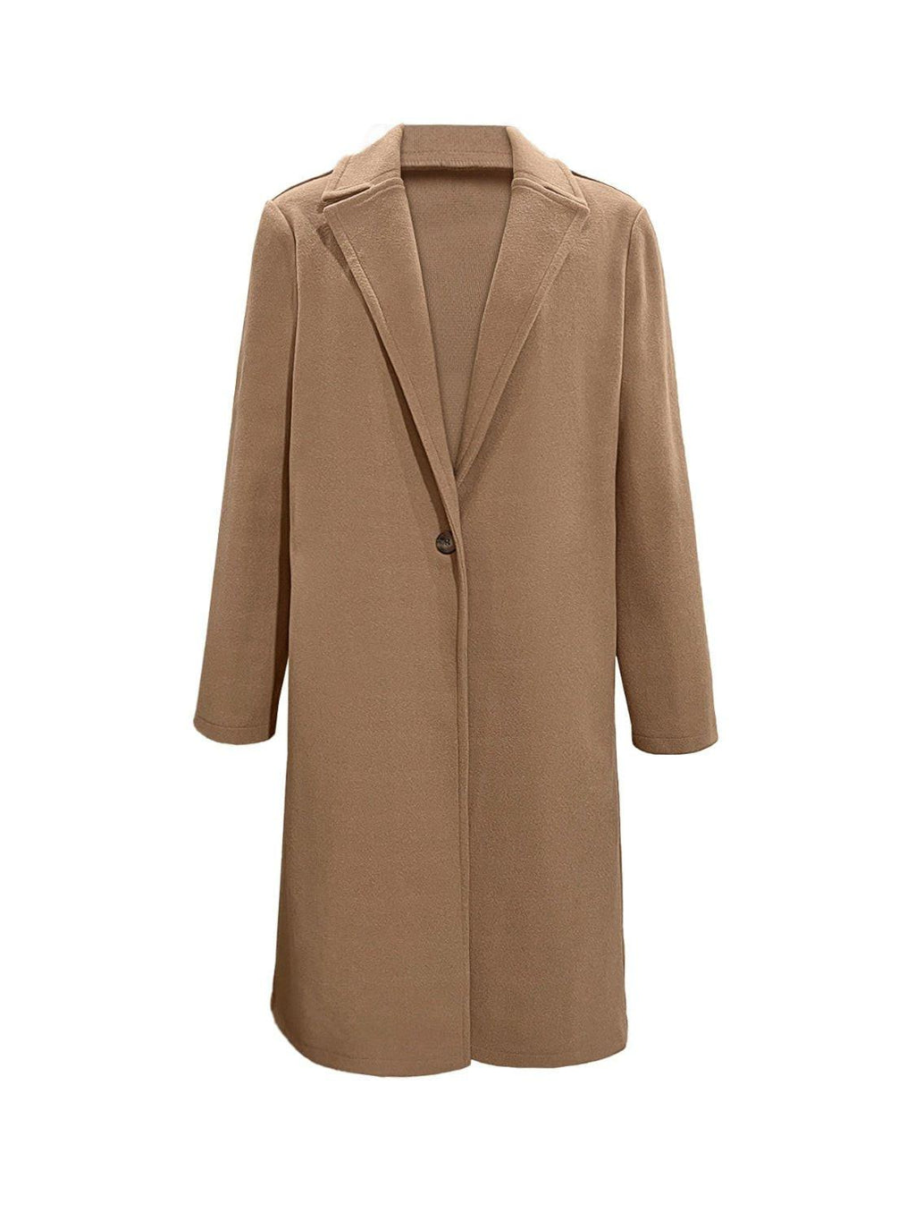 Collared Neck Button Up Long Sleeve Coat.